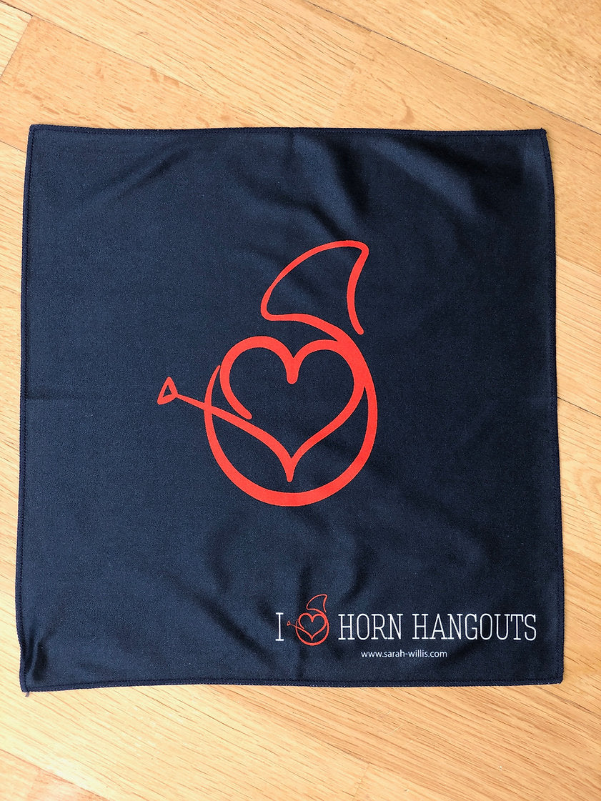 Official "I ♡ Horn Hangouts" microfibre cleaning cloth